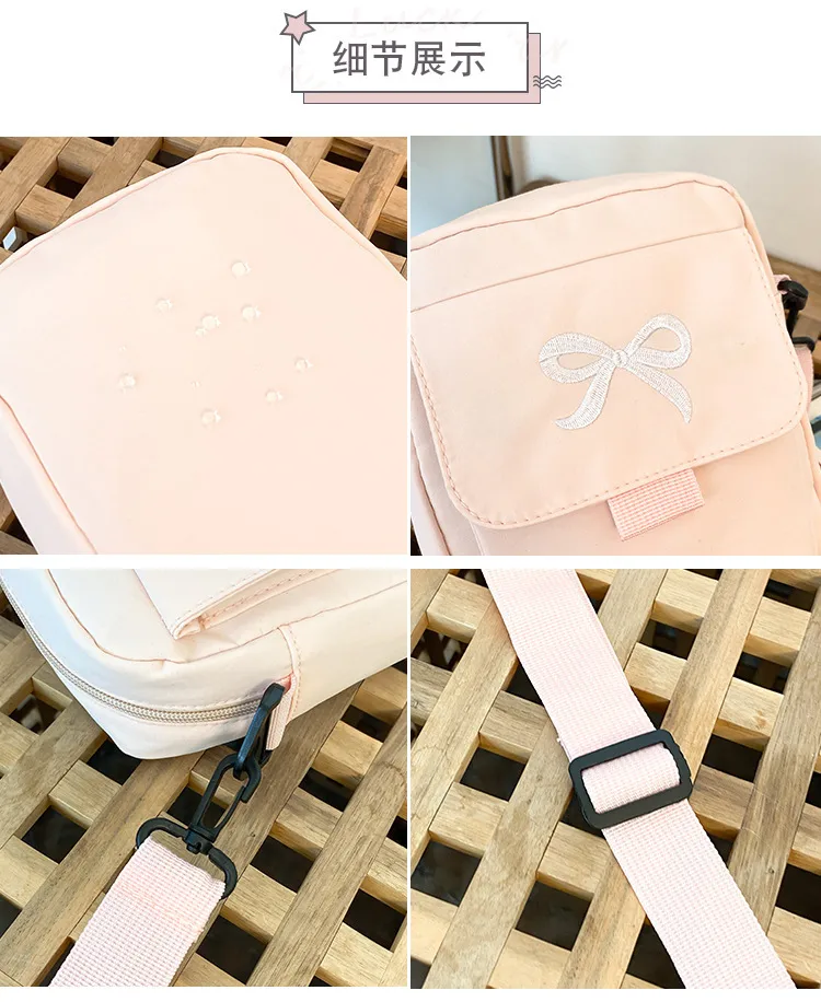 Cute Bow Tie Student Commuter Single-shoulder Bag, Soft And Girly Forest-style Small Crossbody Bag display picture 1