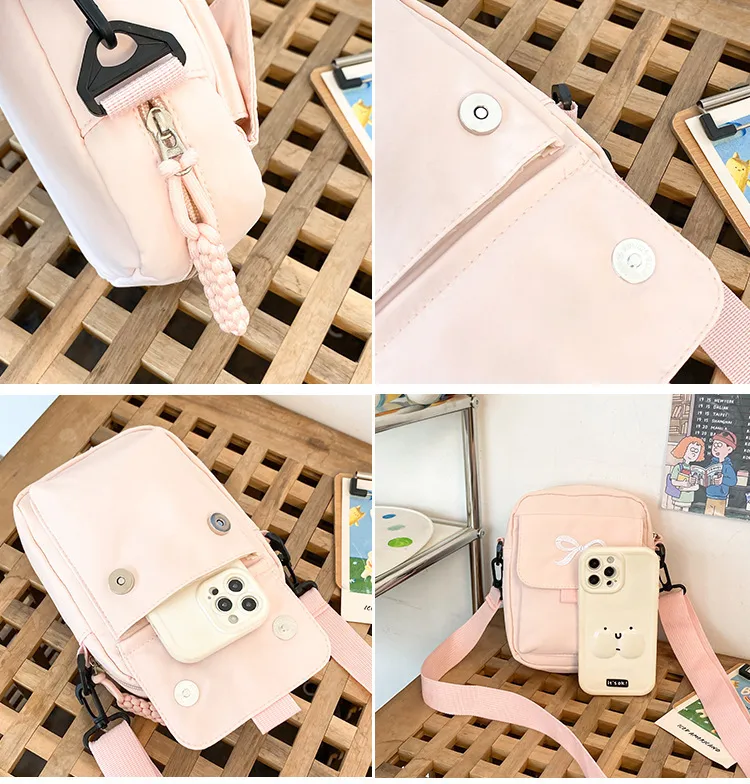 Cute Bow Tie Student Commuter Single-shoulder Bag, Soft And Girly Forest-style Small Crossbody Bag display picture 2