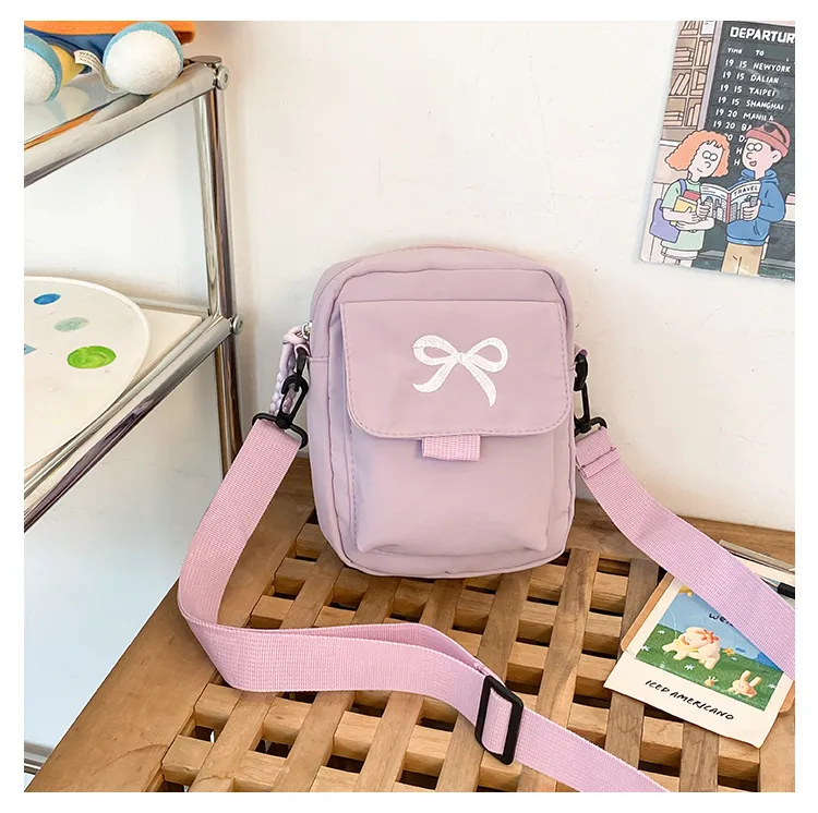 Cute Bow Tie Student Commuter Single-shoulder Bag, Soft And Girly Forest-style Small Crossbody Bag display picture 28