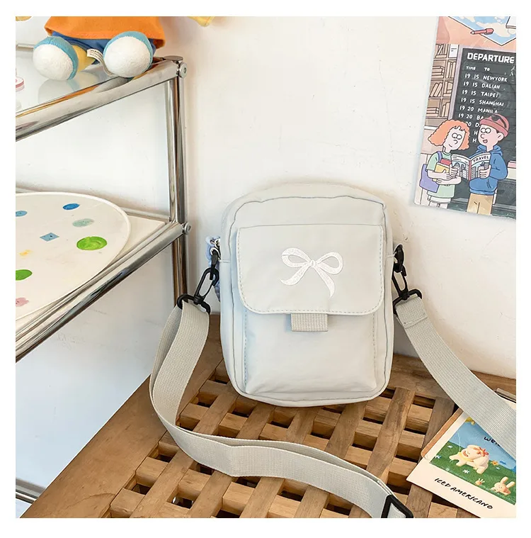 Cute Bow Tie Student Commuter Single-shoulder Bag, Soft And Girly Forest-style Small Crossbody Bag display picture 29