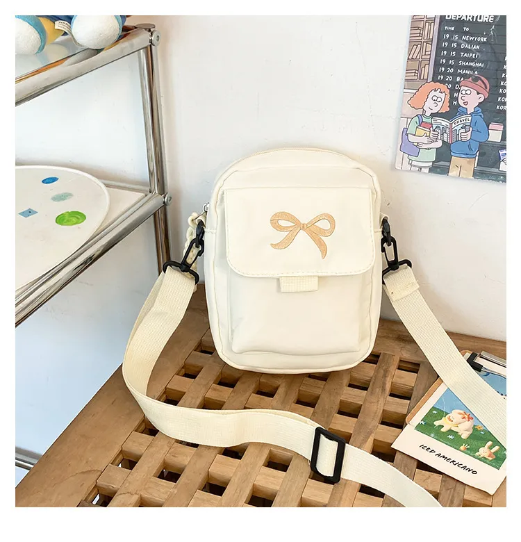 Cute Bow Tie Student Commuter Single-shoulder Bag, Soft And Girly Forest-style Small Crossbody Bag display picture 31