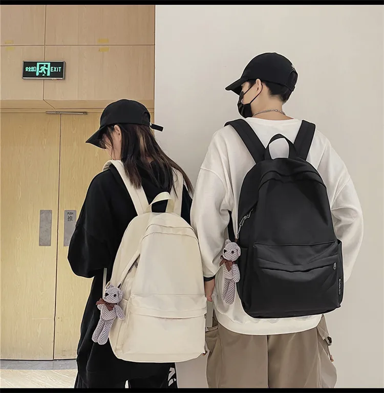 New Style Large Capacity Solid Color Unisex Backpack Suitable For Couples Junior And Senior High School Students Leisure Travel Nylon Material Breathable display picture 6