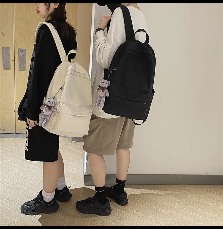 New Style Large Capacity Solid Color Unisex Backpack Suitable For Couples Junior And Senior High School Students Leisure Travel Nylon Material Breathable display picture 8
