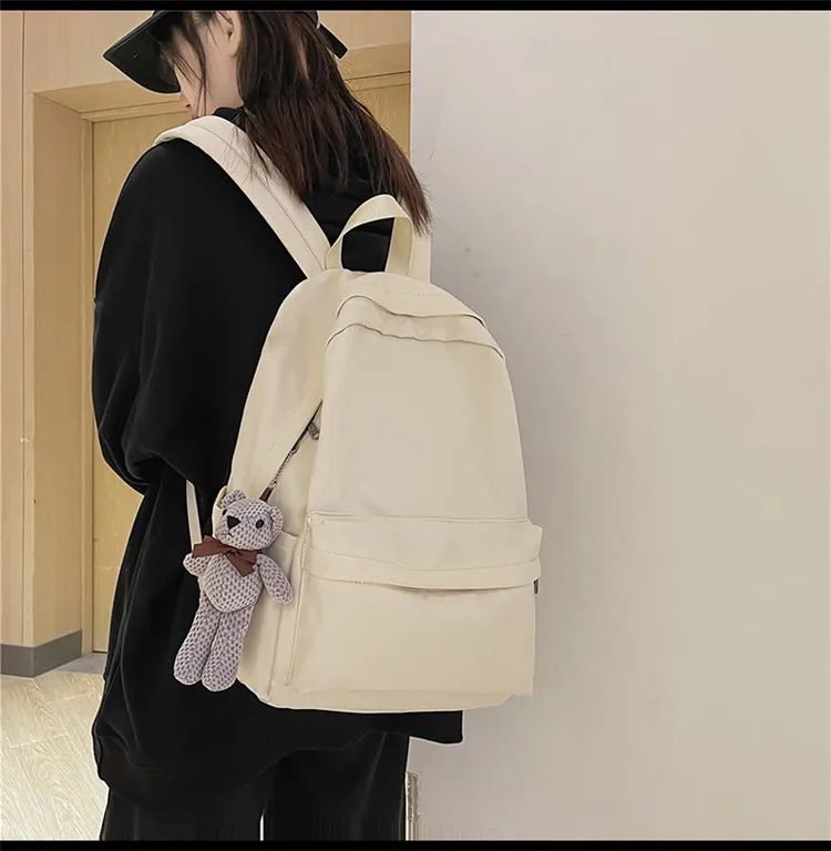 New Style Large Capacity Solid Color Unisex Backpack Suitable For Couples Junior And Senior High School Students Leisure Travel Nylon Material Breathable display picture 10