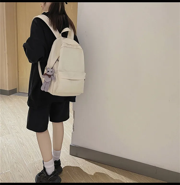 New Style Large Capacity Solid Color Unisex Backpack Suitable For Couples Junior And Senior High School Students Leisure Travel Nylon Material Breathable display picture 11