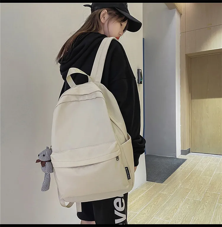 New Style Large Capacity Solid Color Unisex Backpack Suitable For Couples Junior And Senior High School Students Leisure Travel Nylon Material Breathable display picture 16