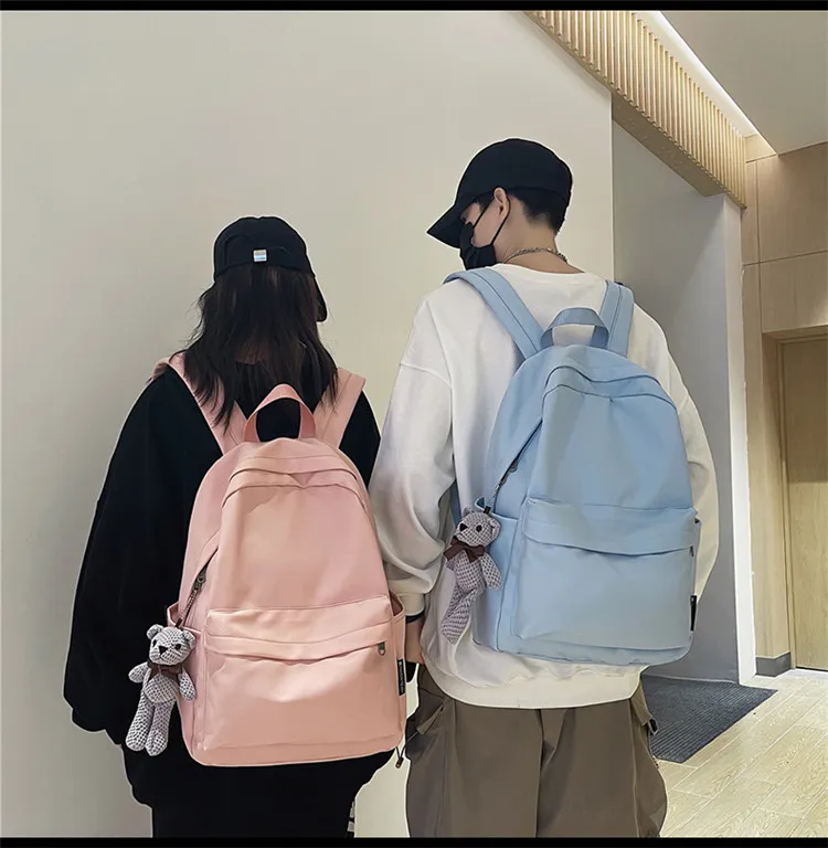 New Style Large Capacity Solid Color Unisex Backpack Suitable For Couples Junior And Senior High School Students Leisure Travel Nylon Material Breathable display picture 17