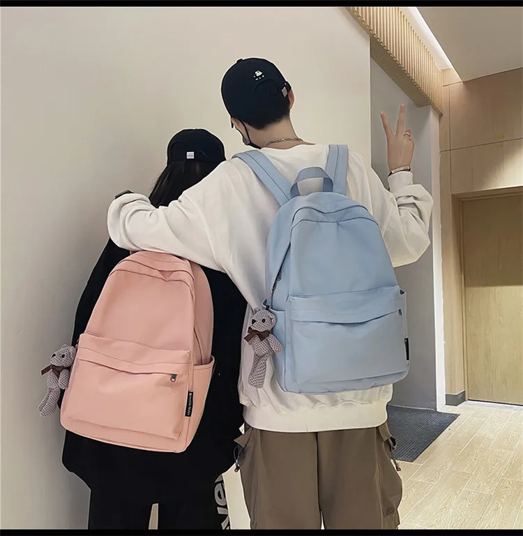 New Style Large Capacity Solid Color Unisex Backpack Suitable For Couples Junior And Senior High School Students Leisure Travel Nylon Material Breathable display picture 18