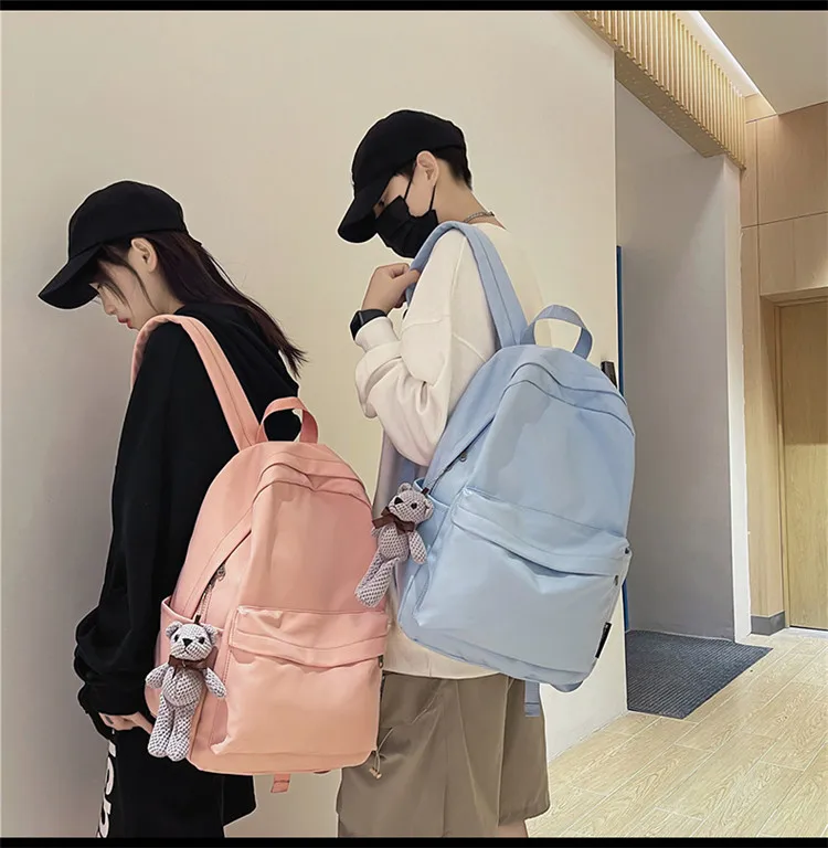 New Style Large Capacity Solid Color Unisex Backpack Suitable For Couples Junior And Senior High School Students Leisure Travel Nylon Material Breathable display picture 19