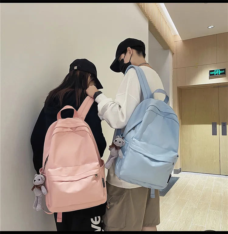 New Style Large Capacity Solid Color Unisex Backpack Suitable For Couples Junior And Senior High School Students Leisure Travel Nylon Material Breathable display picture 20