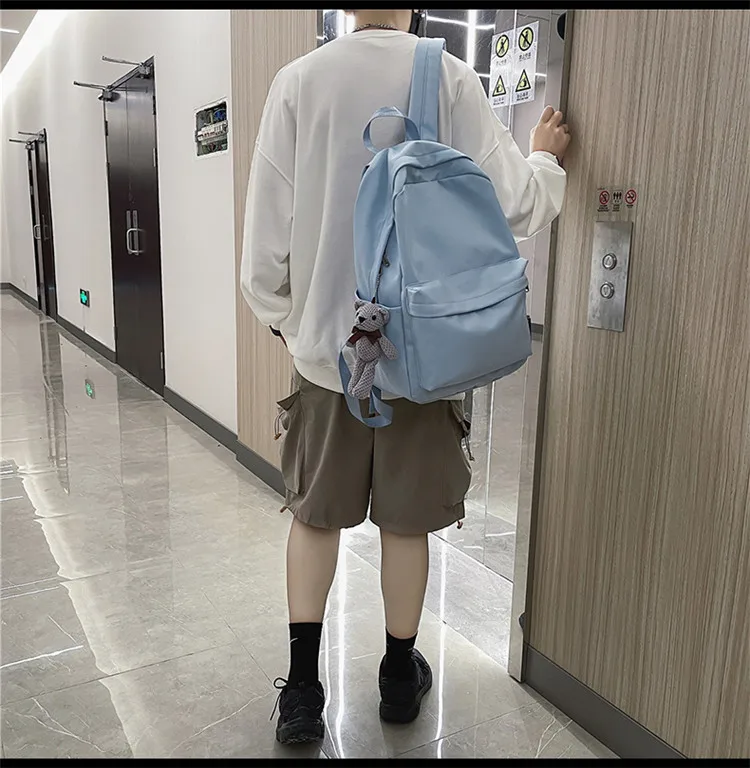 New Style Large Capacity Solid Color Unisex Backpack Suitable For Couples Junior And Senior High School Students Leisure Travel Nylon Material Breathable display picture 28