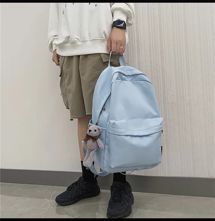 New Style Large Capacity Solid Color Unisex Backpack Suitable For Couples Junior And Senior High School Students Leisure Travel Nylon Material Breathable display picture 29