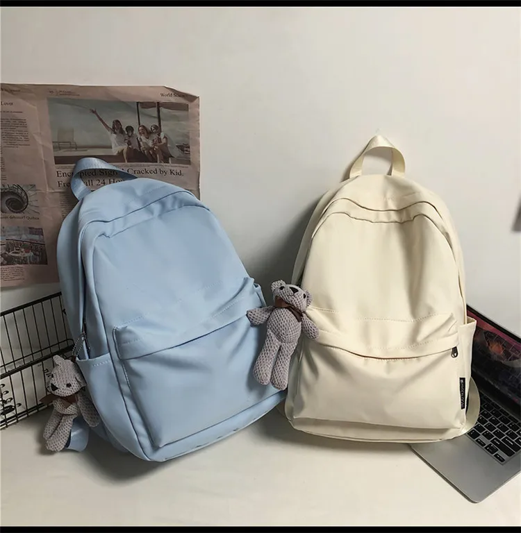 New Style Large Capacity Solid Color Unisex Backpack Suitable For Couples Junior And Senior High School Students Leisure Travel Nylon Material Breathable display picture 30