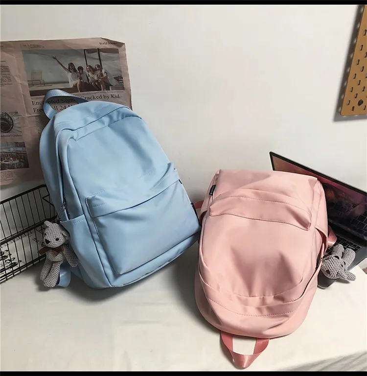 New Style Large Capacity Solid Color Unisex Backpack Suitable For Couples Junior And Senior High School Students Leisure Travel Nylon Material Breathable display picture 31