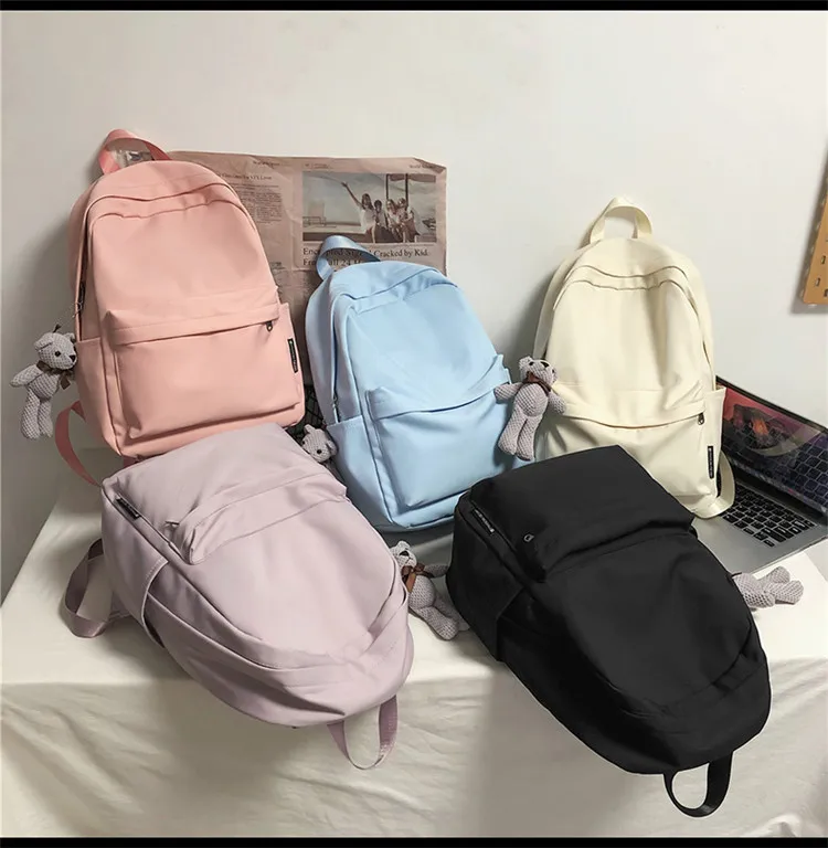New Style Large Capacity Solid Color Unisex Backpack Suitable For Couples Junior And Senior High School Students Leisure Travel Nylon Material Breathable display picture 32