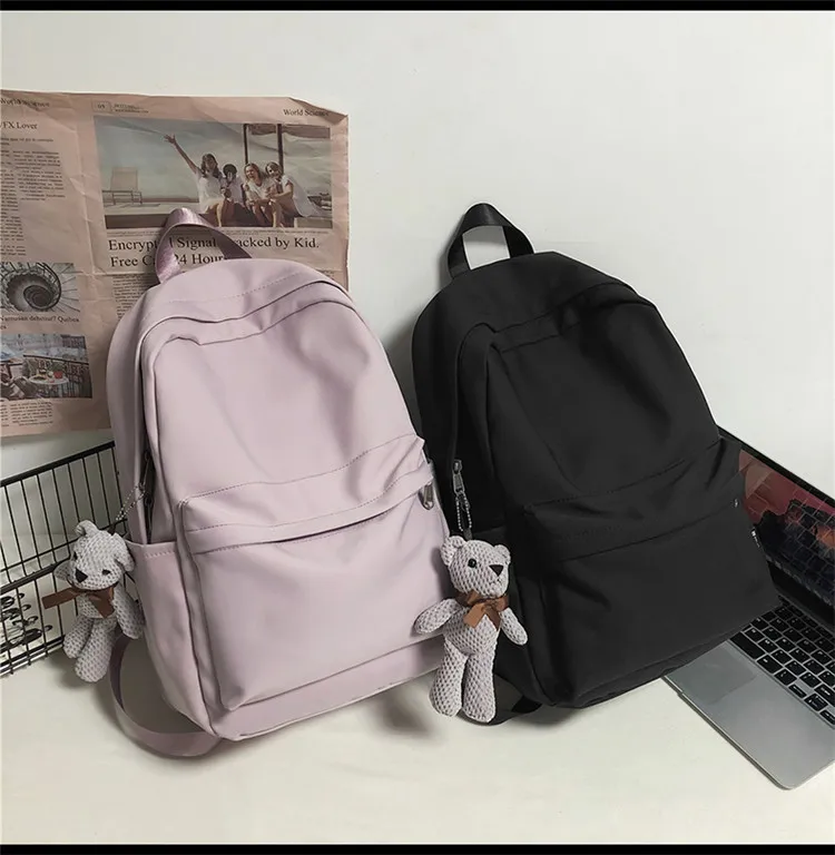 New Style Large Capacity Solid Color Unisex Backpack Suitable For Couples Junior And Senior High School Students Leisure Travel Nylon Material Breathable display picture 33
