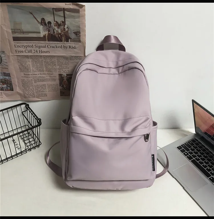 New Style Large Capacity Solid Color Unisex Backpack Suitable For Couples Junior And Senior High School Students Leisure Travel Nylon Material Breathable display picture 34