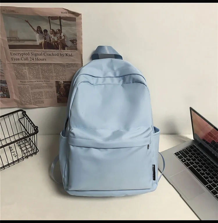 New Style Large Capacity Solid Color Unisex Backpack Suitable For Couples Junior And Senior High School Students Leisure Travel Nylon Material Breathable display picture 36