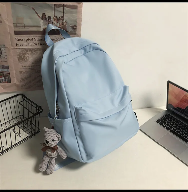 New Style Large Capacity Solid Color Unisex Backpack Suitable For Couples Junior And Senior High School Students Leisure Travel Nylon Material Breathable display picture 37