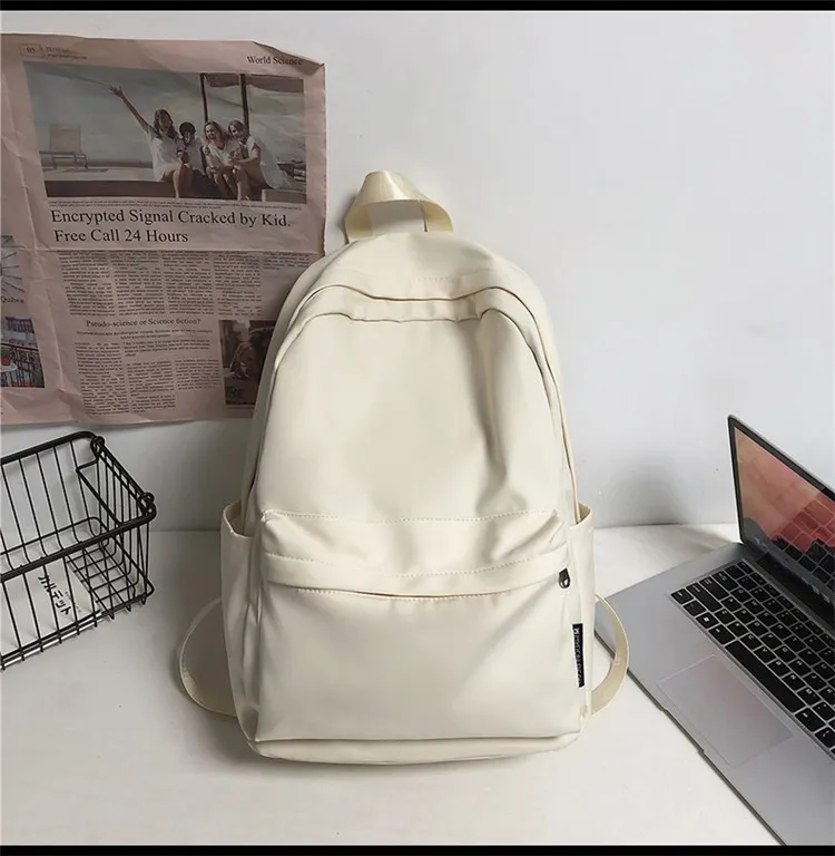 New Style Large Capacity Solid Color Unisex Backpack Suitable For Couples Junior And Senior High School Students Leisure Travel Nylon Material Breathable display picture 40