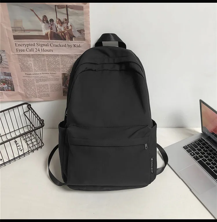 New Style Large Capacity Solid Color Unisex Backpack Suitable For Couples Junior And Senior High School Students Leisure Travel Nylon Material Breathable display picture 42