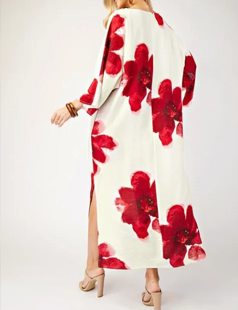 Summer Fashion Loose Floral Print Slim Fit Dress 3D Effect Design Casual Han Style Long Sleeve Anklet Dress Dress display picture 5