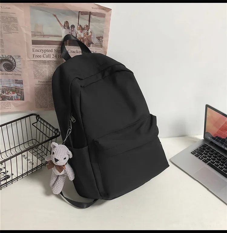 New Style Large Capacity Solid Color Unisex Backpack Suitable For Couples Junior And Senior High School Students Leisure Travel Nylon Material Breathable display picture 43
