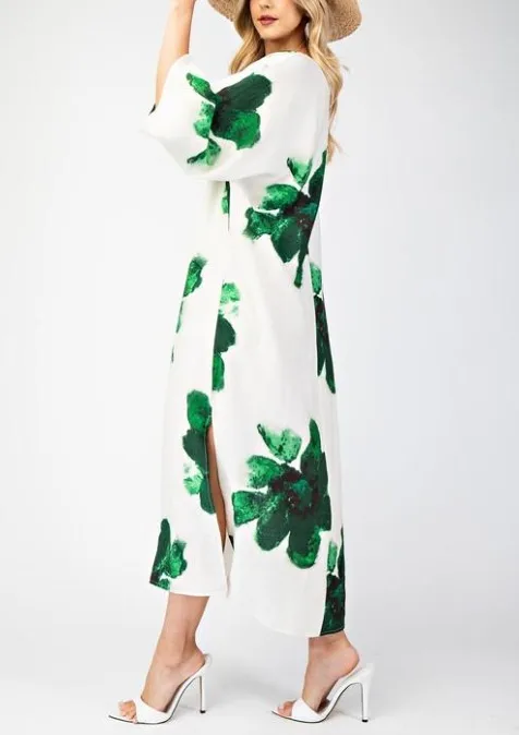 Summer Fashion Loose Floral Print Slim Fit Dress 3D Effect Design Casual Han Style Long Sleeve Anklet Dress Dress display picture 8
