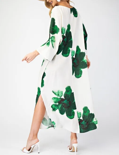 Summer Fashion Loose Floral Print Slim Fit Dress 3D Effect Design Casual Han Style Long Sleeve Anklet Dress Dress display picture 9