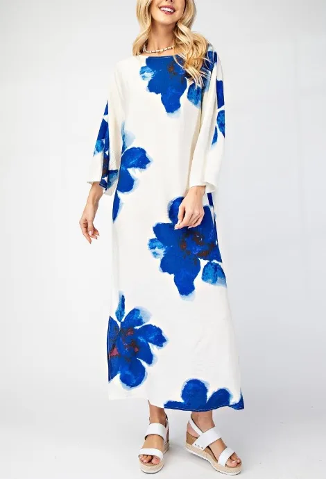 Summer Fashion Loose Floral Print Slim Fit Dress 3D Effect Design Casual Han Style Long Sleeve Anklet Dress Dress display picture 13