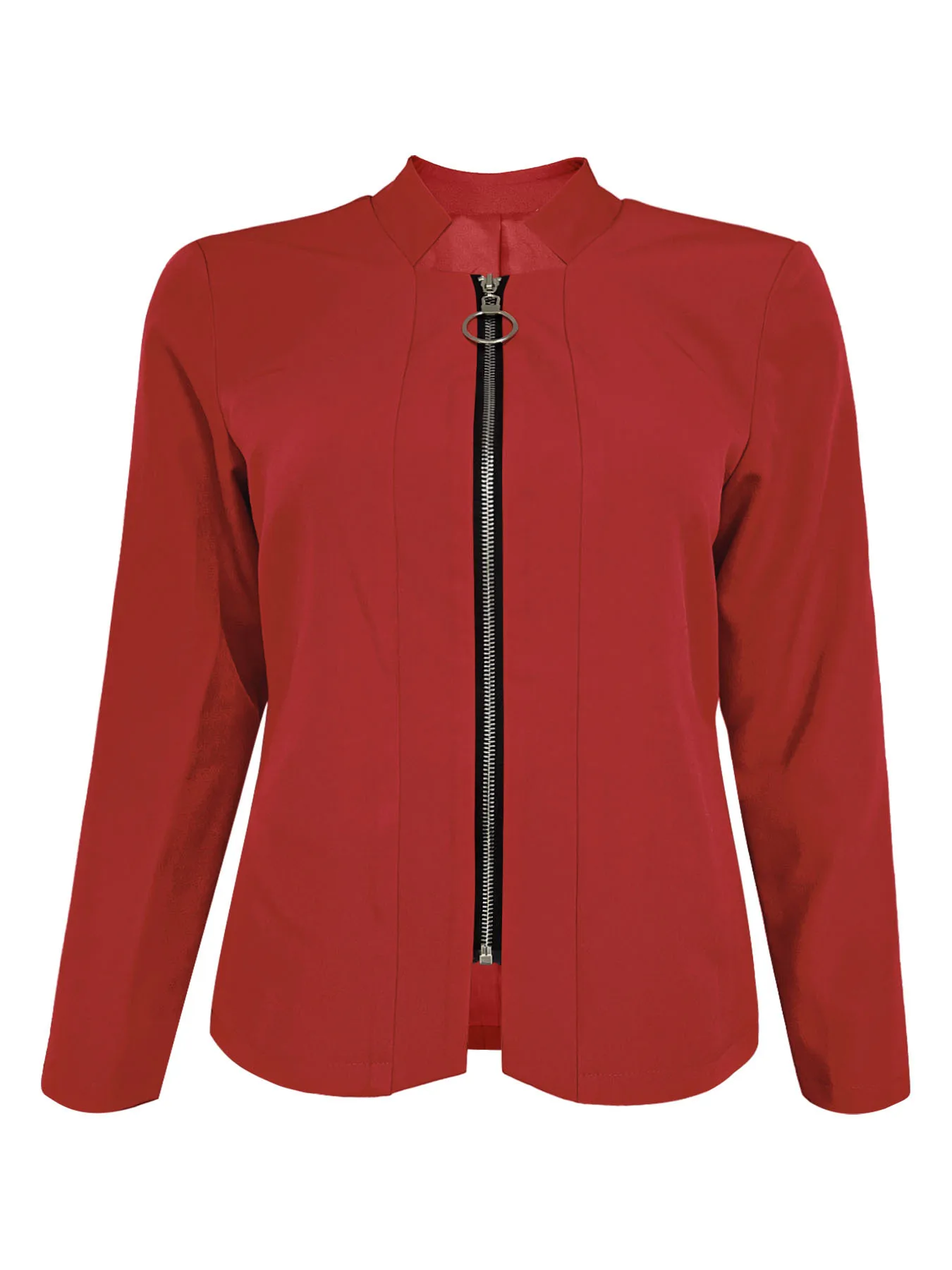 Casual Loose Design Solid Color Long-Sleeve Zipper Fall/Winter Jacket Women's Business Outfit Top Four-Way Stretch Fabric Polyester Nylon display picture 9