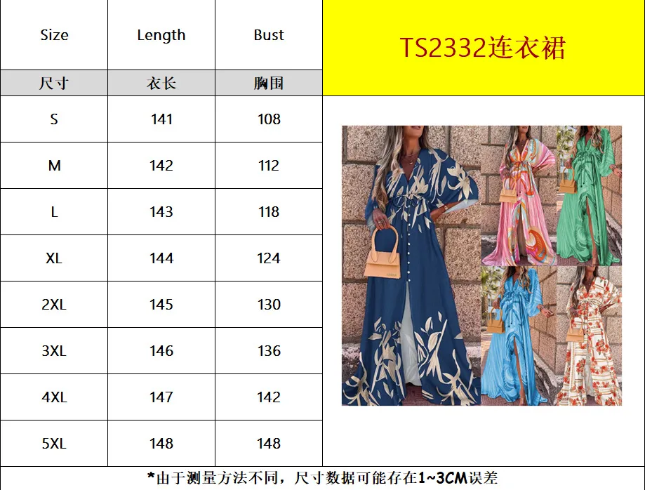 Spring And Summer Sexy V-neck Belt Single Button Beach Dress Women's Fashion Floral Print Casual High Waist Maxi Dress display picture 1