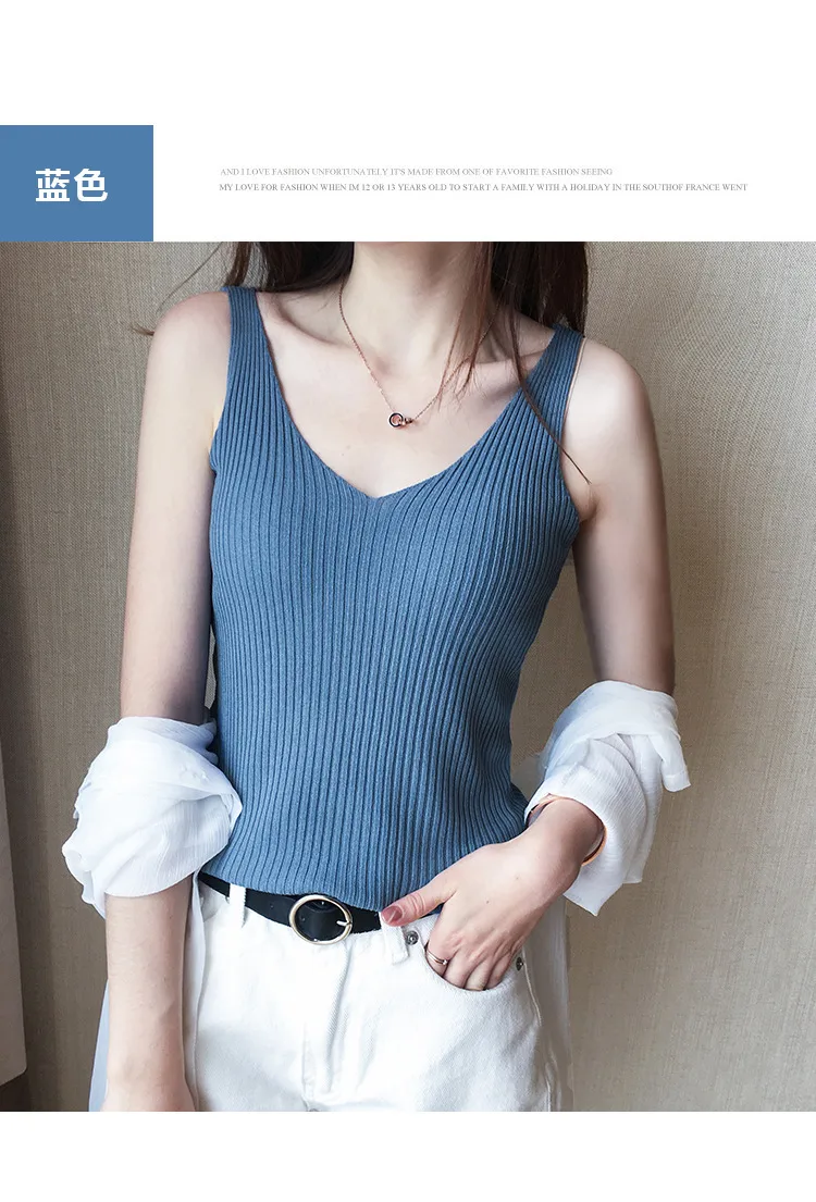 Women's V-neck Sleeveless Knitted Ice Silk Vest Summer Inner Black And White Elegant Style Slim Fit Fashion Commuter display picture 3