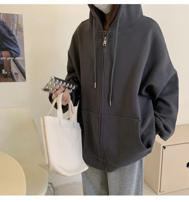 Oversized Hooded Cardigan Women's Long Sleeve Zipper Casual Style Scale Pattern Couple Coat Spring And Autumn New display picture 1