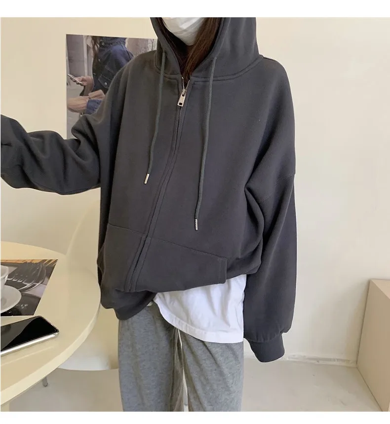 Oversized Hooded Cardigan Women's Long Sleeve Zipper Casual Style Scale Pattern Couple Coat Spring And Autumn New display picture 2