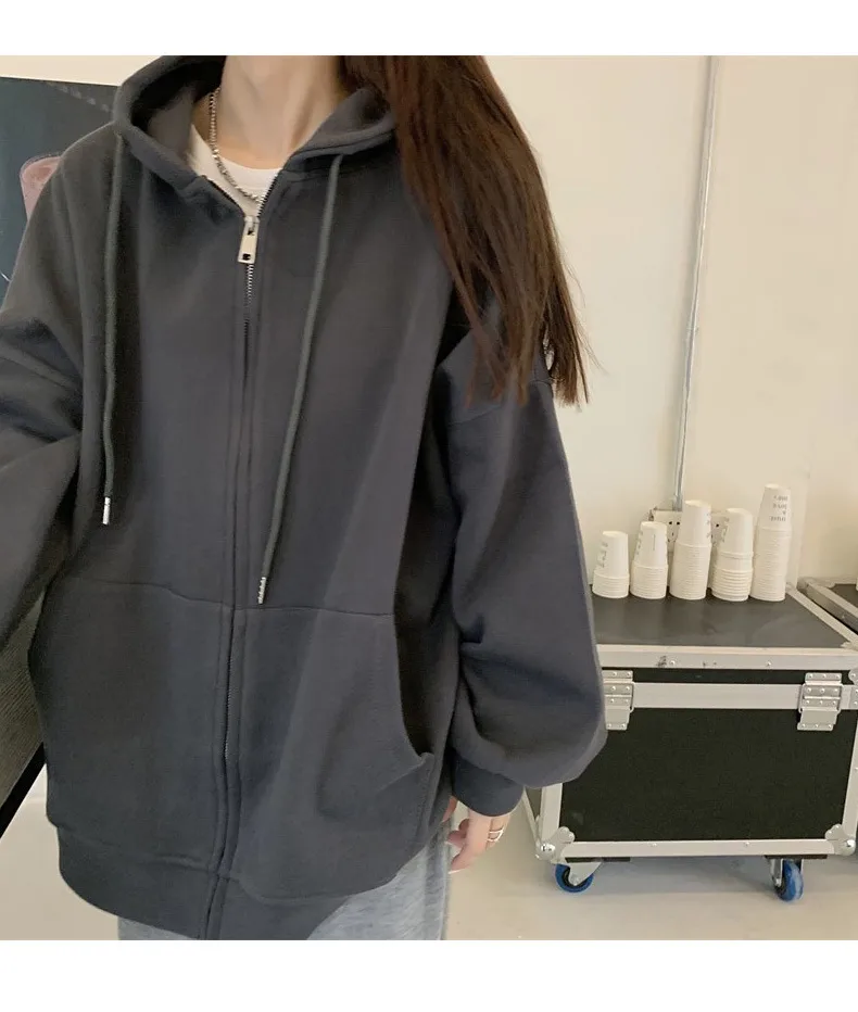 Oversized Hooded Cardigan Women's Long Sleeve Zipper Casual Style Scale Pattern Couple Coat Spring And Autumn New display picture 3