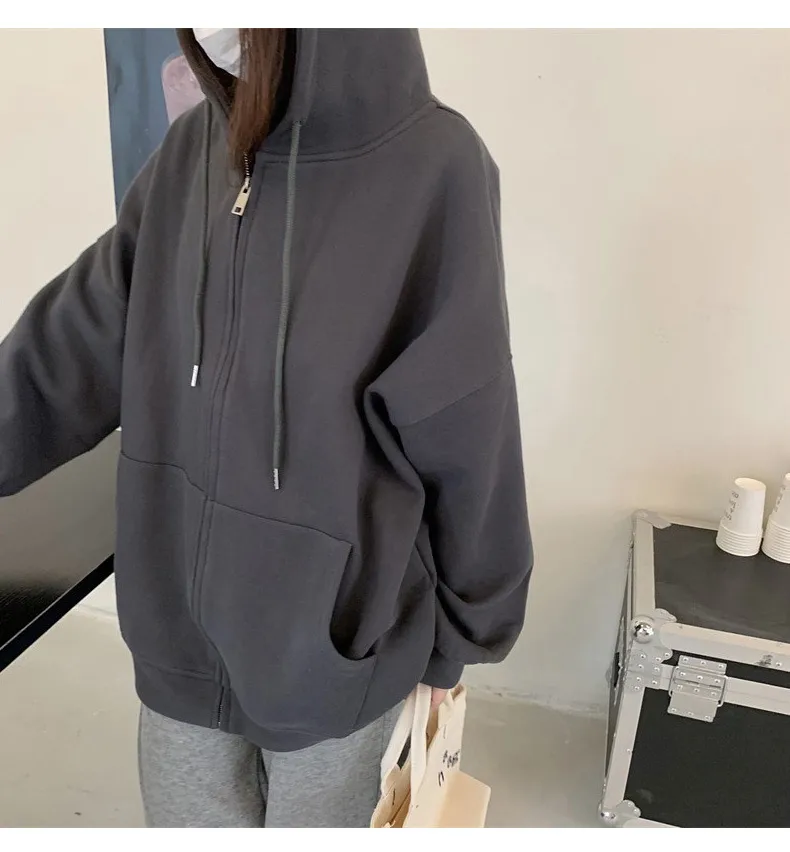 Oversized Hooded Cardigan Women's Long Sleeve Zipper Casual Style Scale Pattern Couple Coat Spring And Autumn New display picture 4