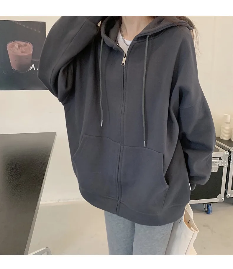 Oversized Hooded Cardigan Women's Long Sleeve Zipper Casual Style Scale Pattern Couple Coat Spring And Autumn New display picture 5