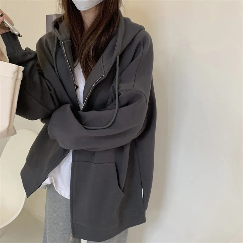Oversized Hooded Cardigan Women's Long Sleeve Zipper Casual Style Scale Pattern Couple Coat Spring And Autumn New display picture 6