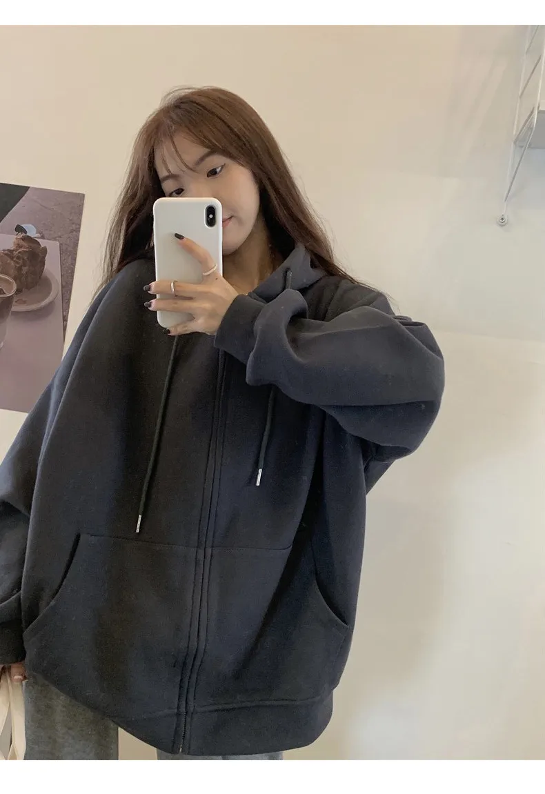 Oversized Hooded Cardigan Women's Long Sleeve Zipper Casual Style Scale Pattern Couple Coat Spring And Autumn New display picture 9