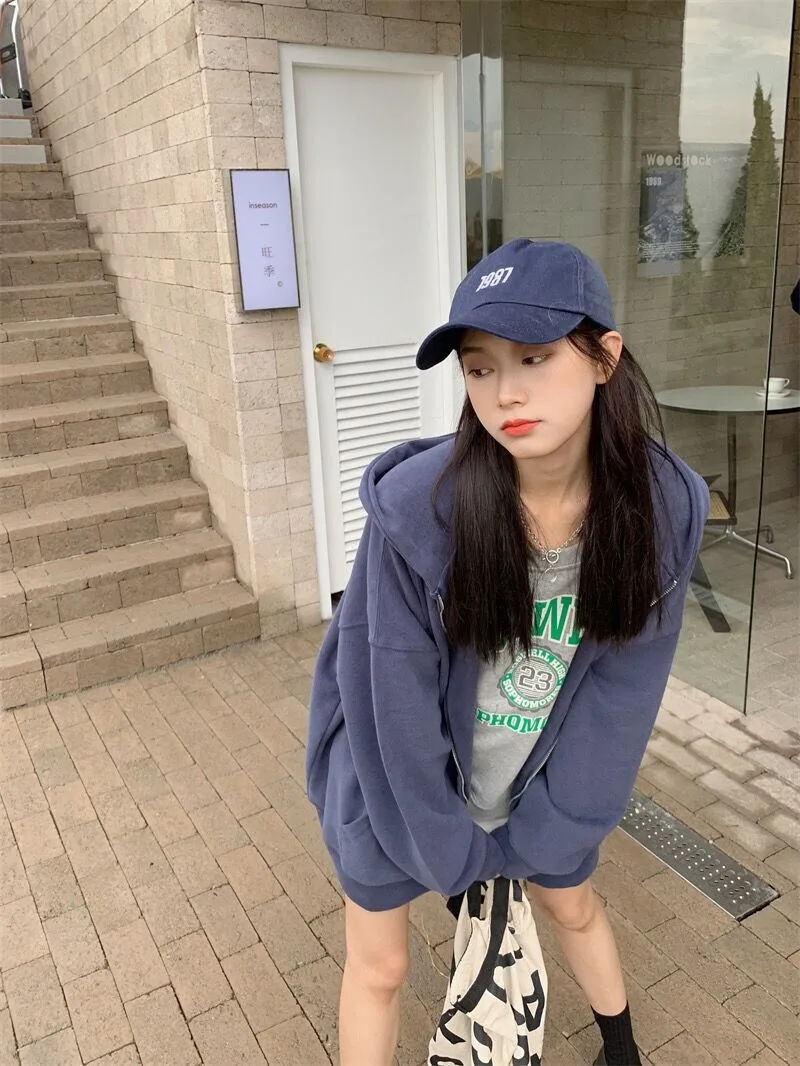 Oversized Hooded Cardigan Women's Long Sleeve Zipper Casual Style Scale Pattern Couple Coat Spring And Autumn New display picture 11