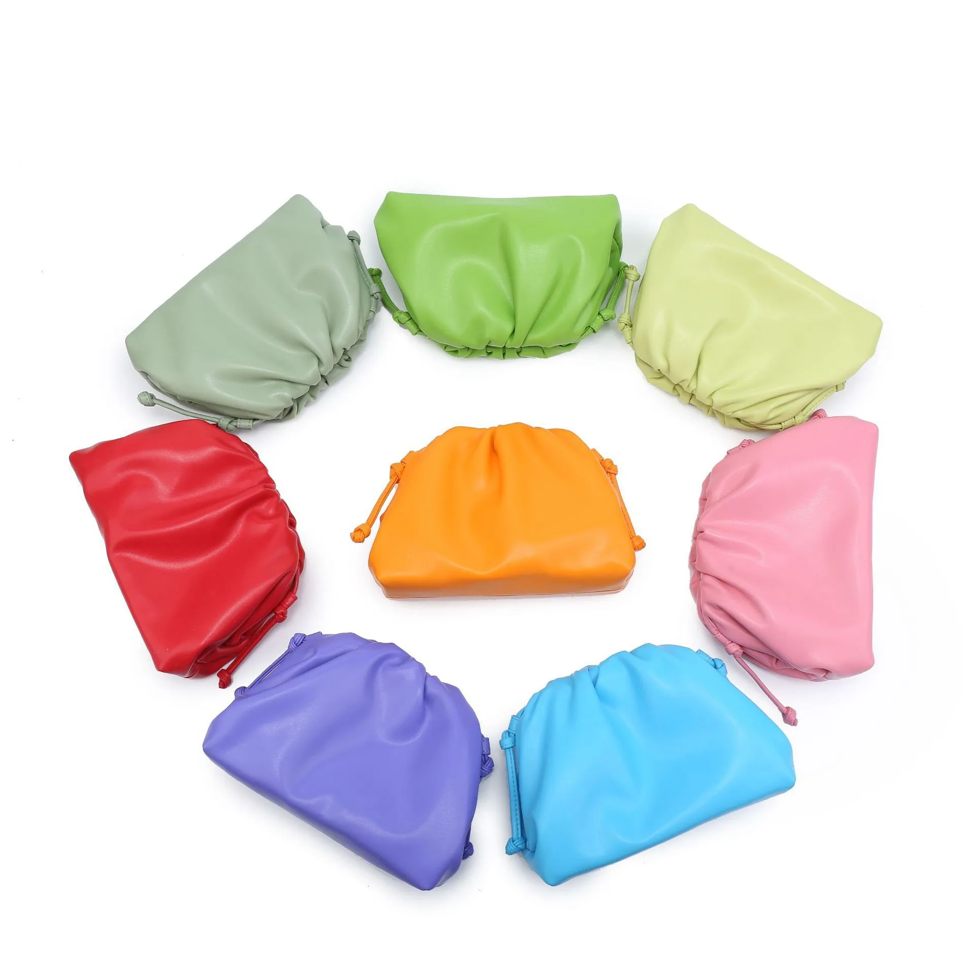 Cloud-Shaped Handbag Women's Fashion All-Match Clipped Button-Style Crossbody Bag Small Size Dumpling-Shaped Pu Material Shoulder Belt display picture 3