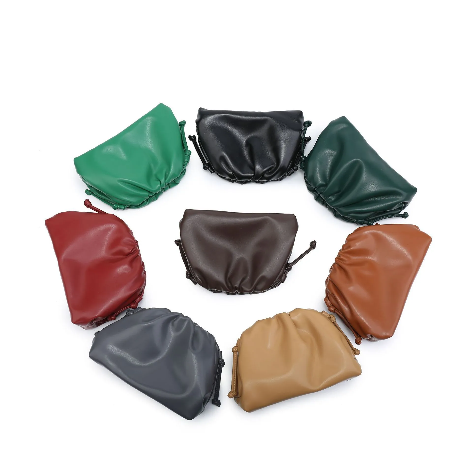 Cloud-Shaped Handbag Women's Fashion All-Match Clipped Button-Style Crossbody Bag Small Size Dumpling-Shaped Pu Material Shoulder Belt display picture 4