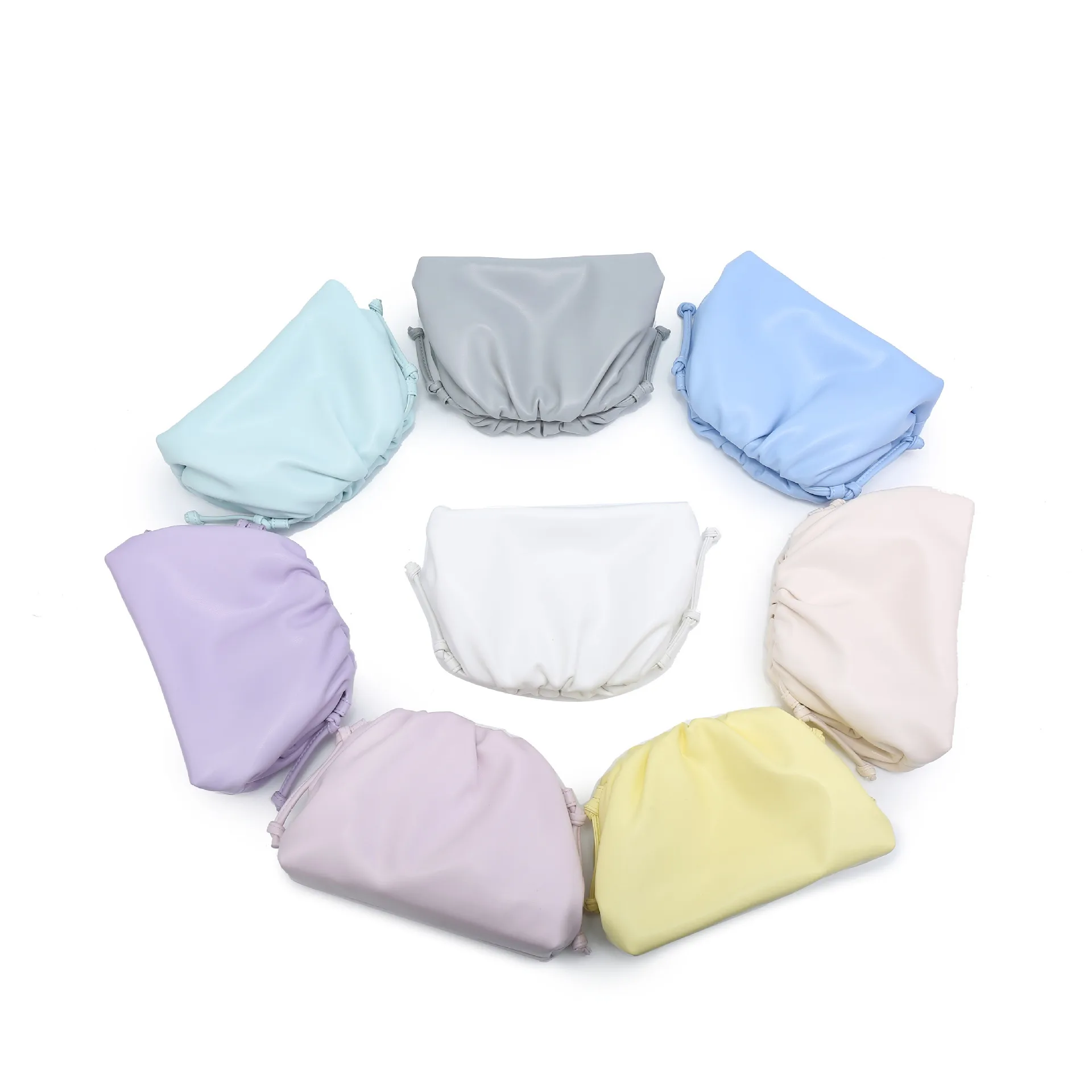 Cloud-Shaped Handbag Women's Fashion All-Match Clipped Button-Style Crossbody Bag Small Size Dumpling-Shaped Pu Material Shoulder Belt display picture 5