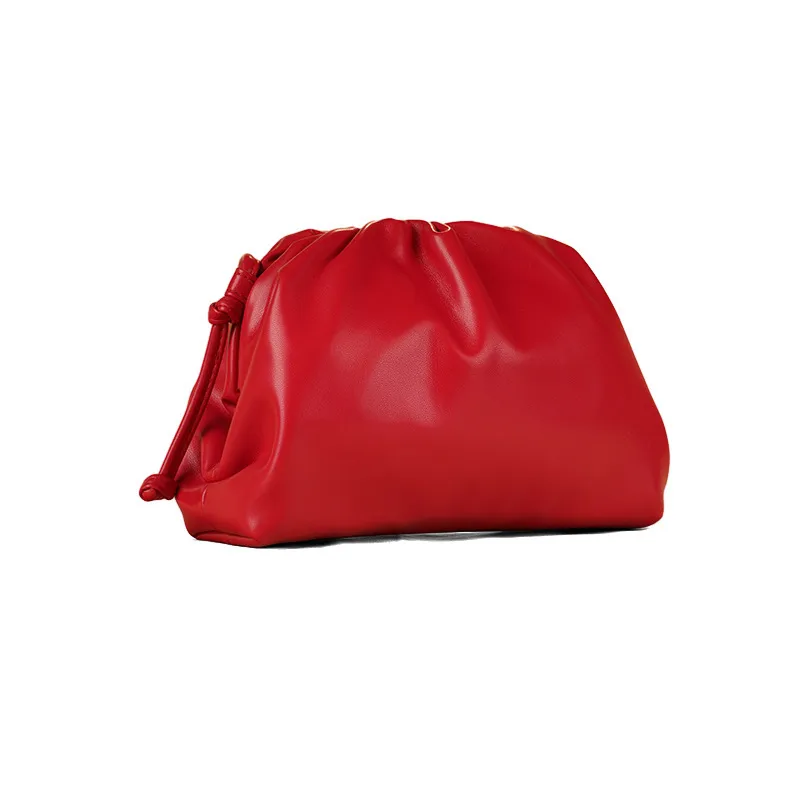 Cloud-Shaped Handbag Women's Fashion All-Match Clipped Button-Style Crossbody Bag Small Size Dumpling-Shaped Pu Material Shoulder Belt display picture 8