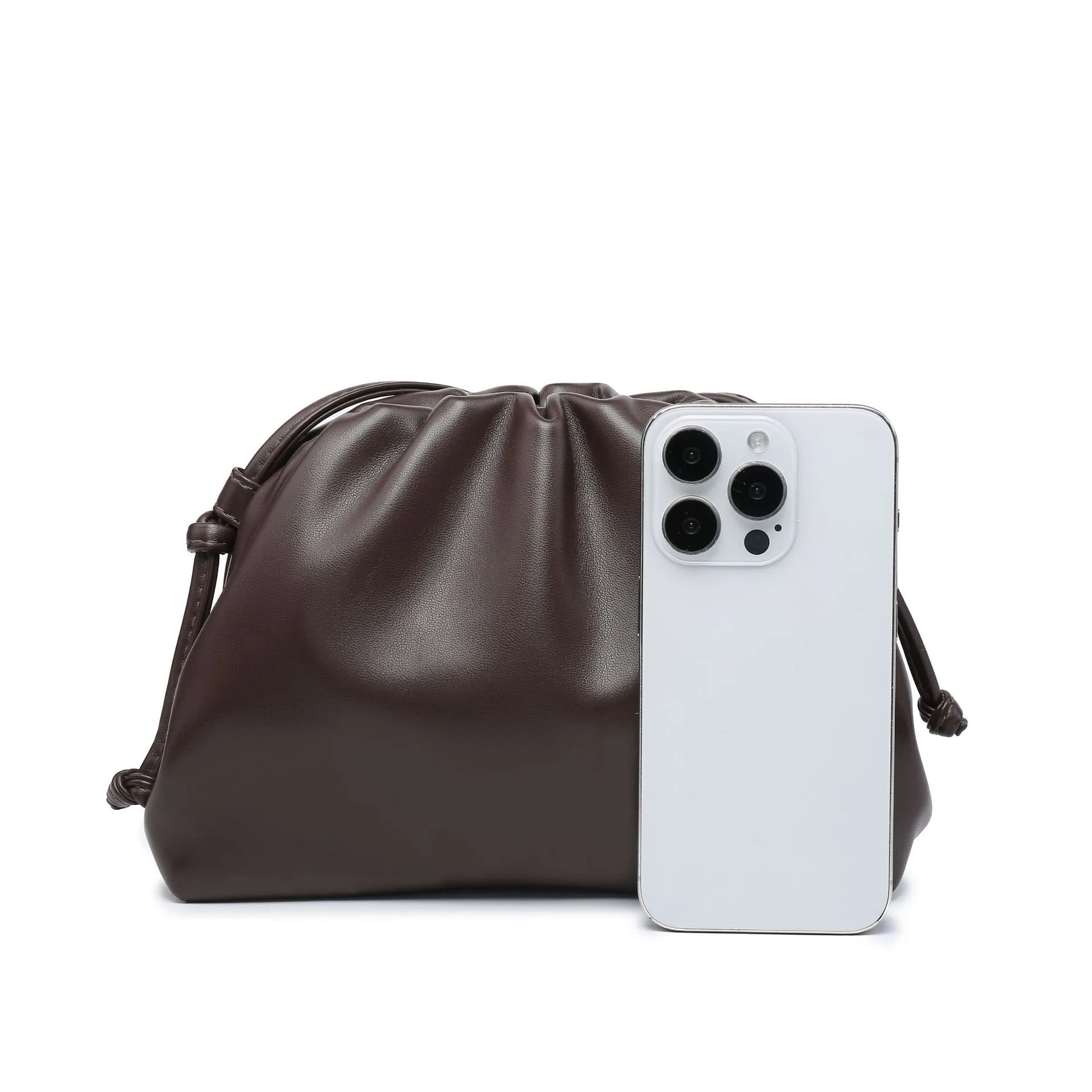 Cloud-Shaped Handbag Women's Fashion All-Match Clipped Button-Style Crossbody Bag Small Size Dumpling-Shaped Pu Material Shoulder Belt display picture 31