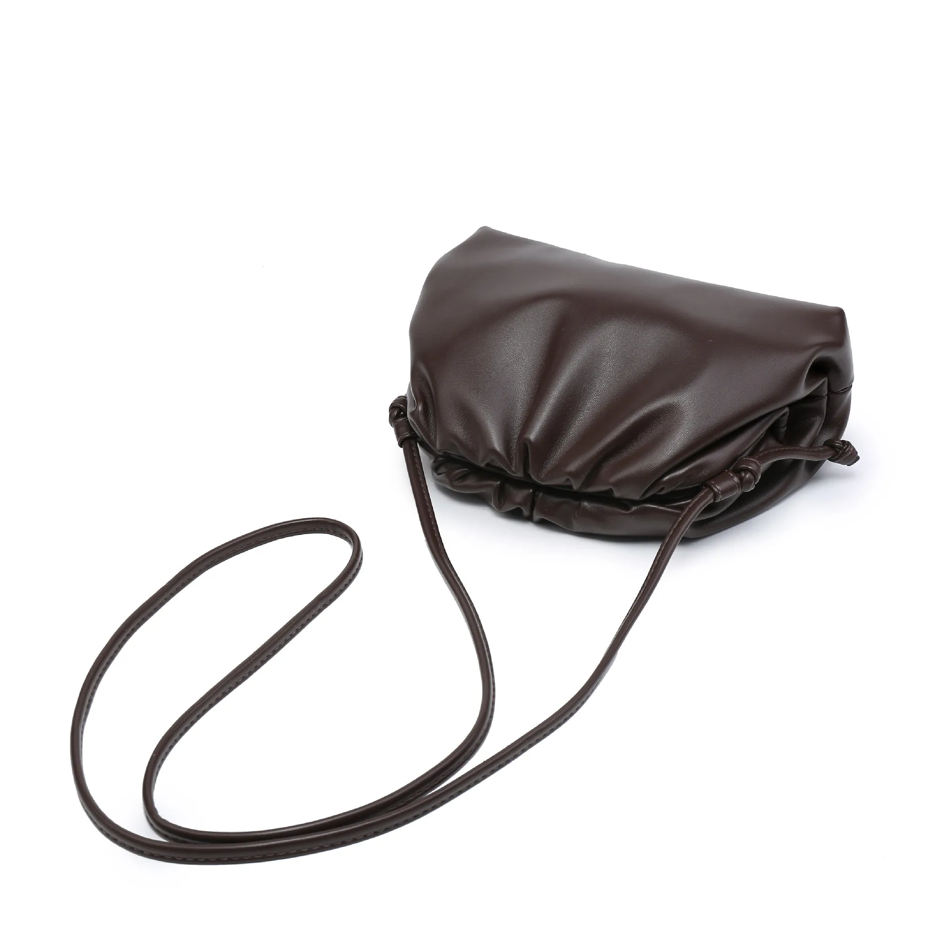 Cloud-Shaped Handbag Women's Fashion All-Match Clipped Button-Style Crossbody Bag Small Size Dumpling-Shaped Pu Material Shoulder Belt display picture 34