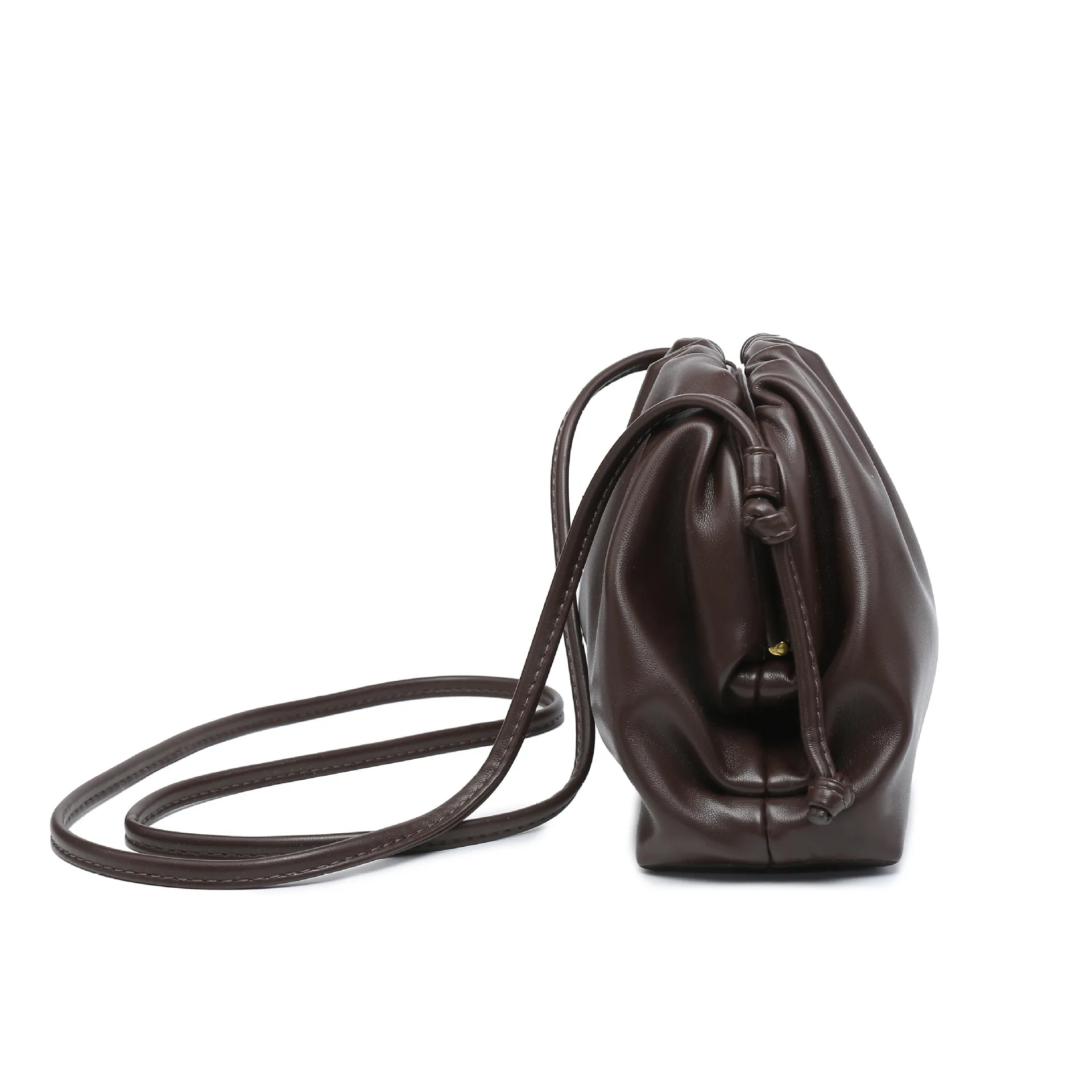 Cloud-Shaped Handbag Women's Fashion All-Match Clipped Button-Style Crossbody Bag Small Size Dumpling-Shaped Pu Material Shoulder Belt display picture 35