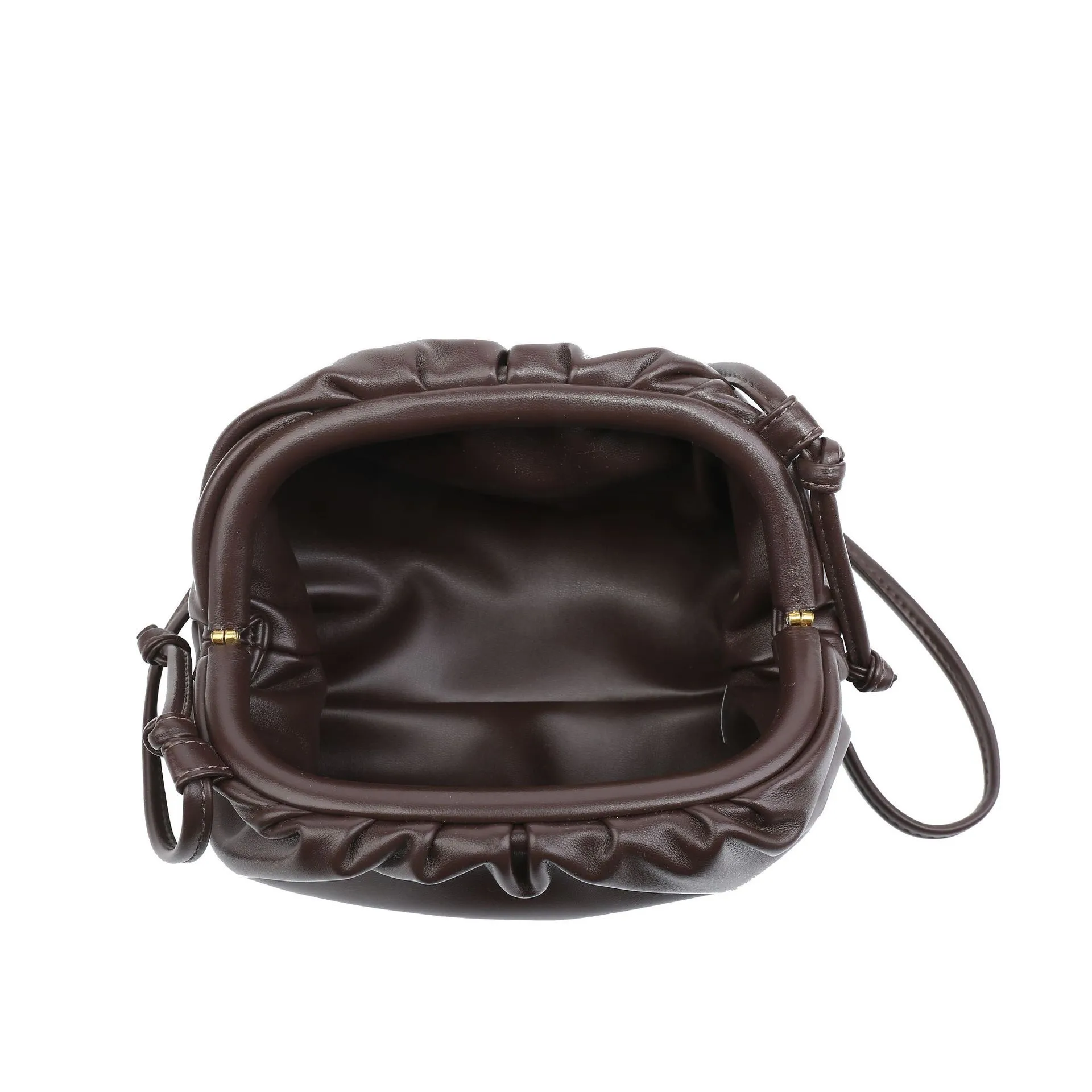 Cloud-Shaped Handbag Women's Fashion All-Match Clipped Button-Style Crossbody Bag Small Size Dumpling-Shaped Pu Material Shoulder Belt display picture 39