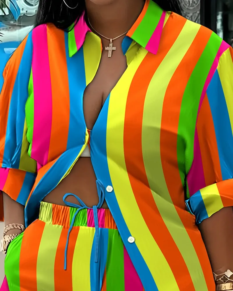 Elegant Commuter Long Sleeve Printed Shorts Two-Piece Set Women's Fashion Casual Set Polyester Fabric Other Features display picture 29
